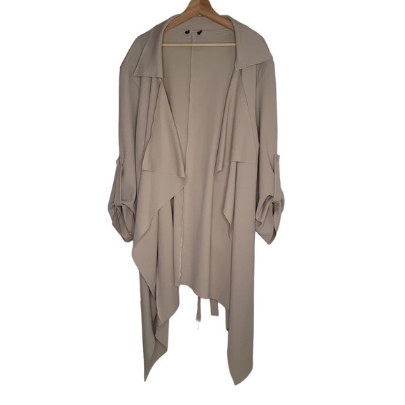 Boohoo Jenna Waterfall Belted Duster Jacket Size L - Picture 4 of 8